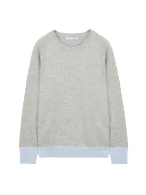 Classic Crew Neck Sweater_CB_Light Grey/Baby Blue