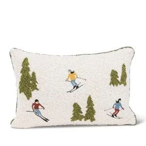 Ski Scene Boucle Pillow - Rectangular